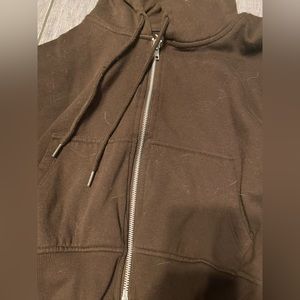 Dark Brown crop zip up hoodie